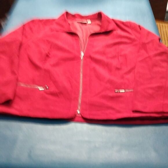 Studio Works Women's 24 W Red Long Sleeve Zip-Up Jacket Granny Chic - Picture 1 of 7
